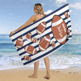 Lofaris Custom Name Black White Stripe Rugby Men Beach Towel
